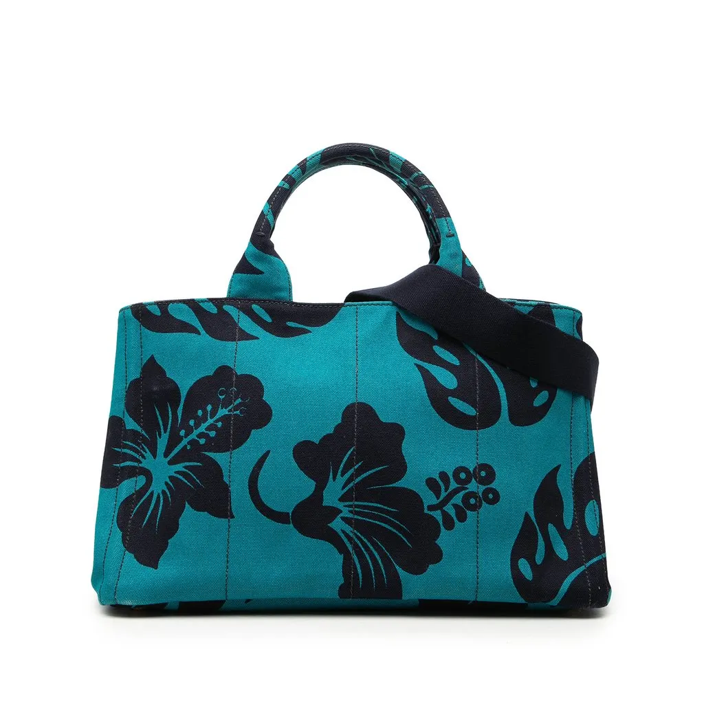 Prada Canvas Canapa Hawaii Tote Blue Very good - Front View