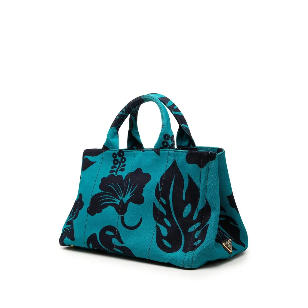 Prada Canvas Canapa Hawaii Tote Blue Very good - Back View