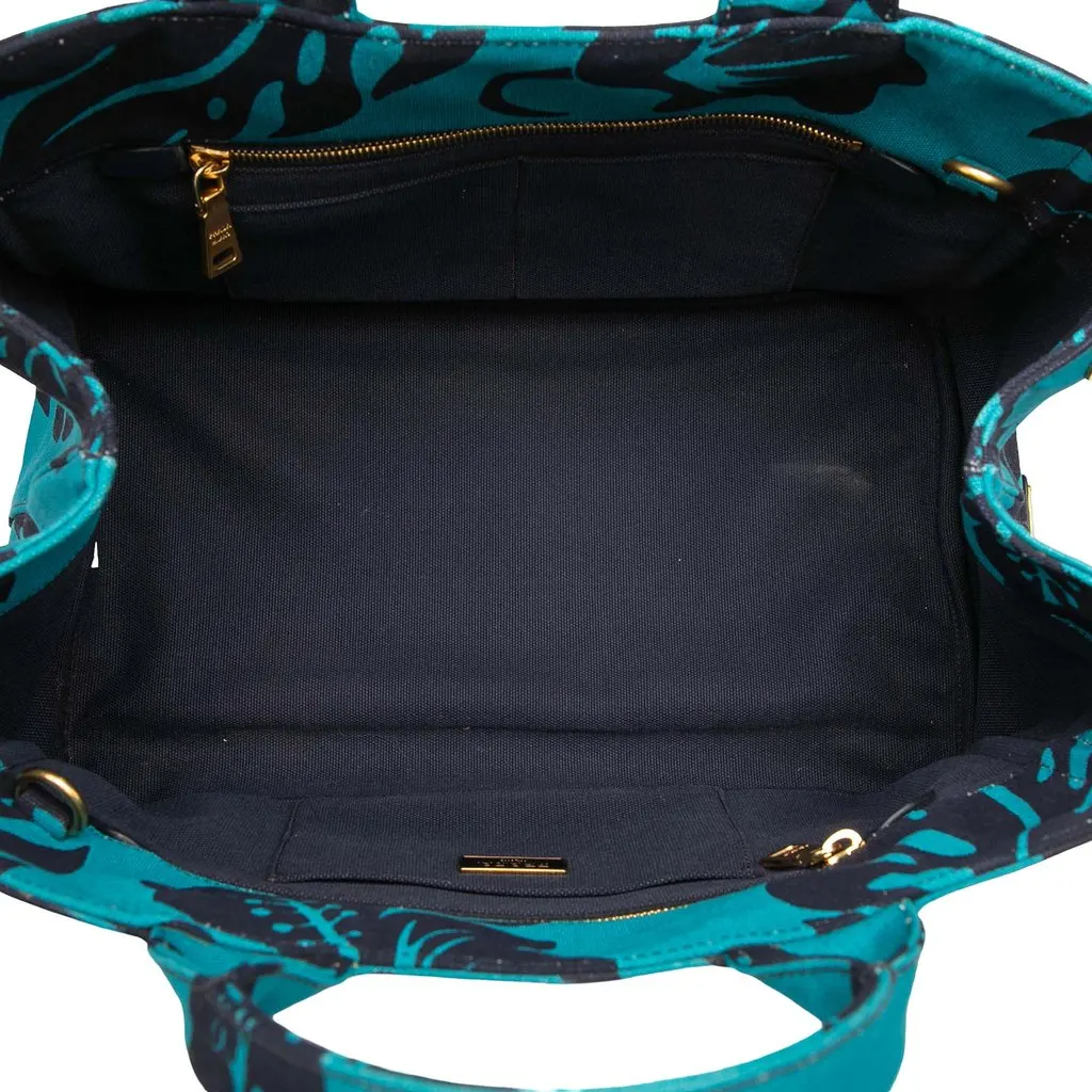 Prada Canvas Canapa Hawaii Tote Blue Very good - Model View