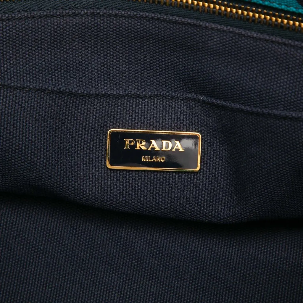 Prada Canvas Canapa Hawaii Tote Blue Very good - Box View