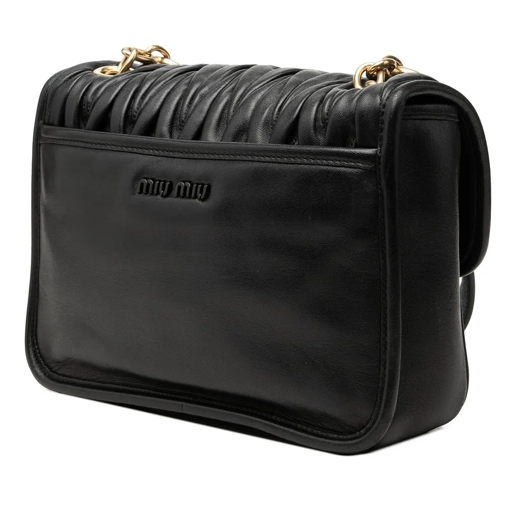 Miu Miu Matelasse Soft Lambskin Crossbody Black Leather Very good - Back View