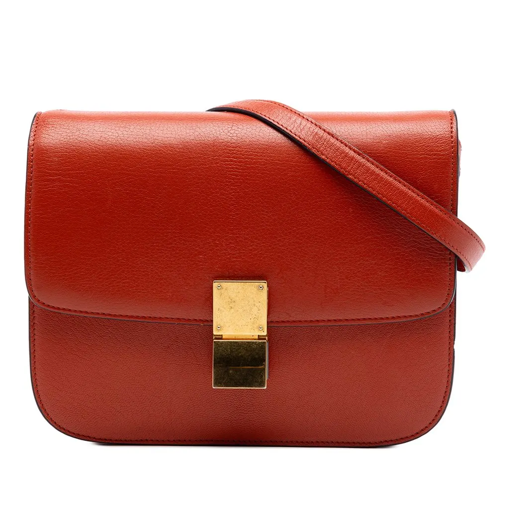 Celine Medium Calfskin Classic Box Red Leather Very good - Front View