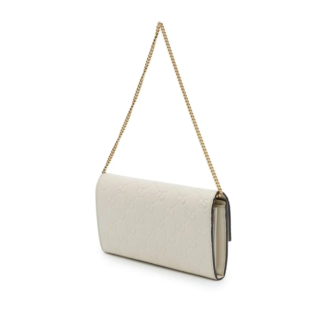 Gucci Guccissima Padlock Wallet On Chain White Leather Very good - Back View