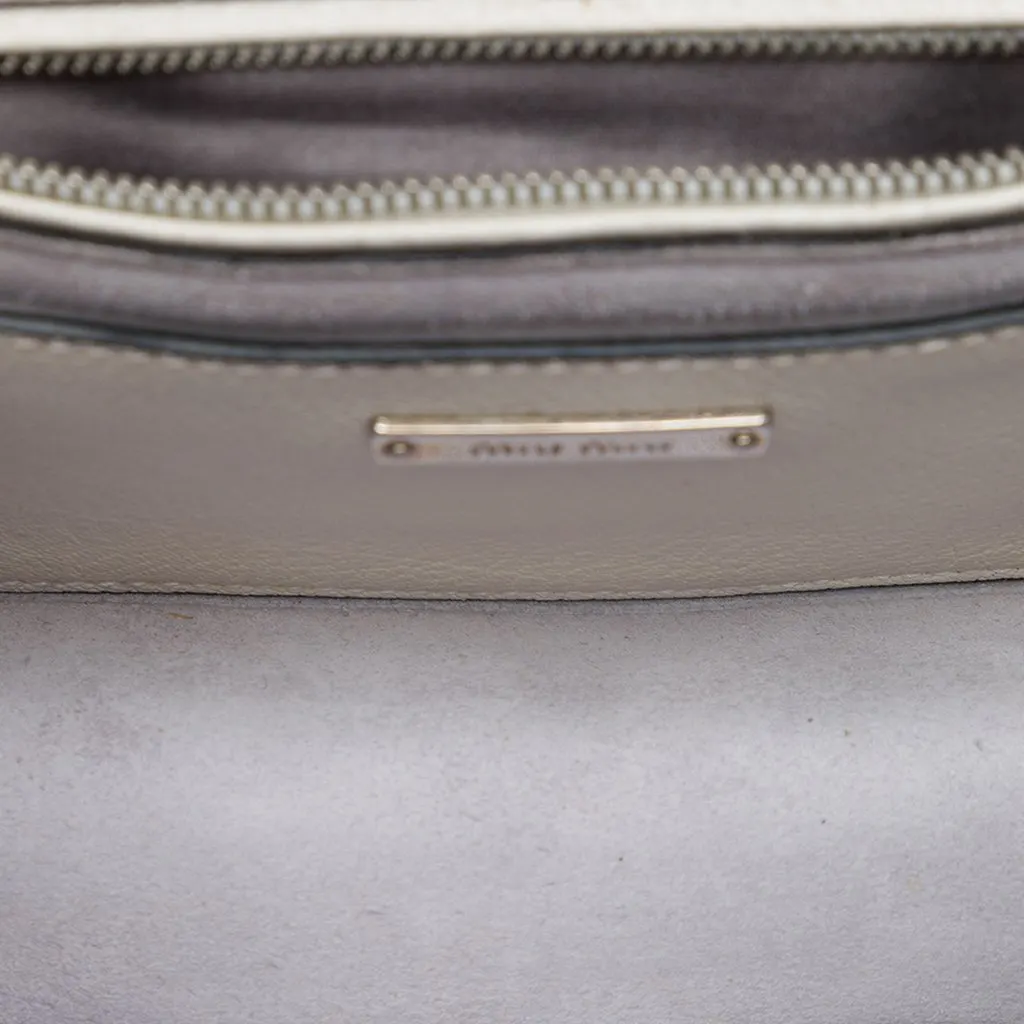 Miu Miu Goatskin Madras Soft Calf Crystal Embellished Crossbody White Leather Very good - Model View