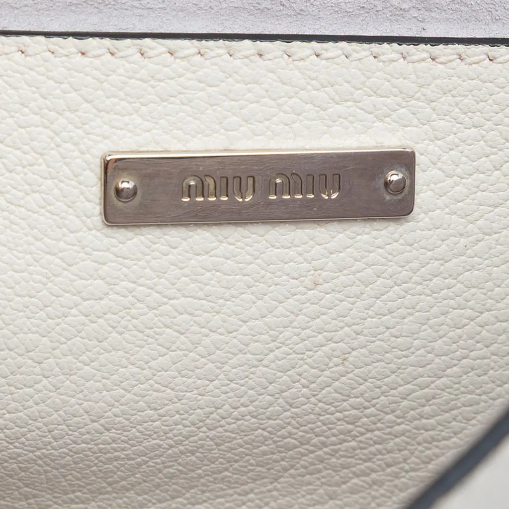 Miu Miu Goatskin Madras Soft Calf Crystal Embellished Crossbody White Leather Very good - Box View