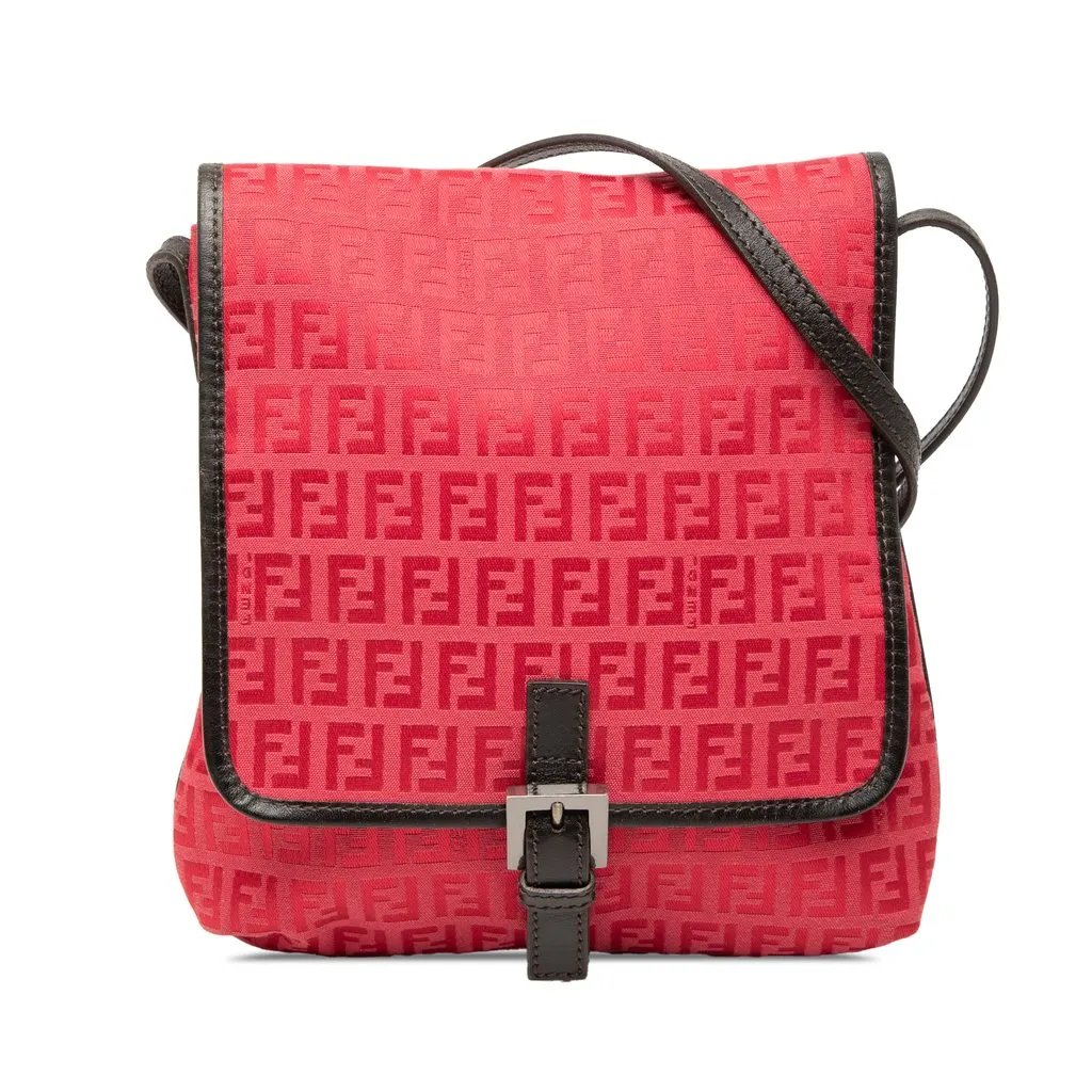 Fendi Zucchino Canvas Crossbody Red Very good - Front View