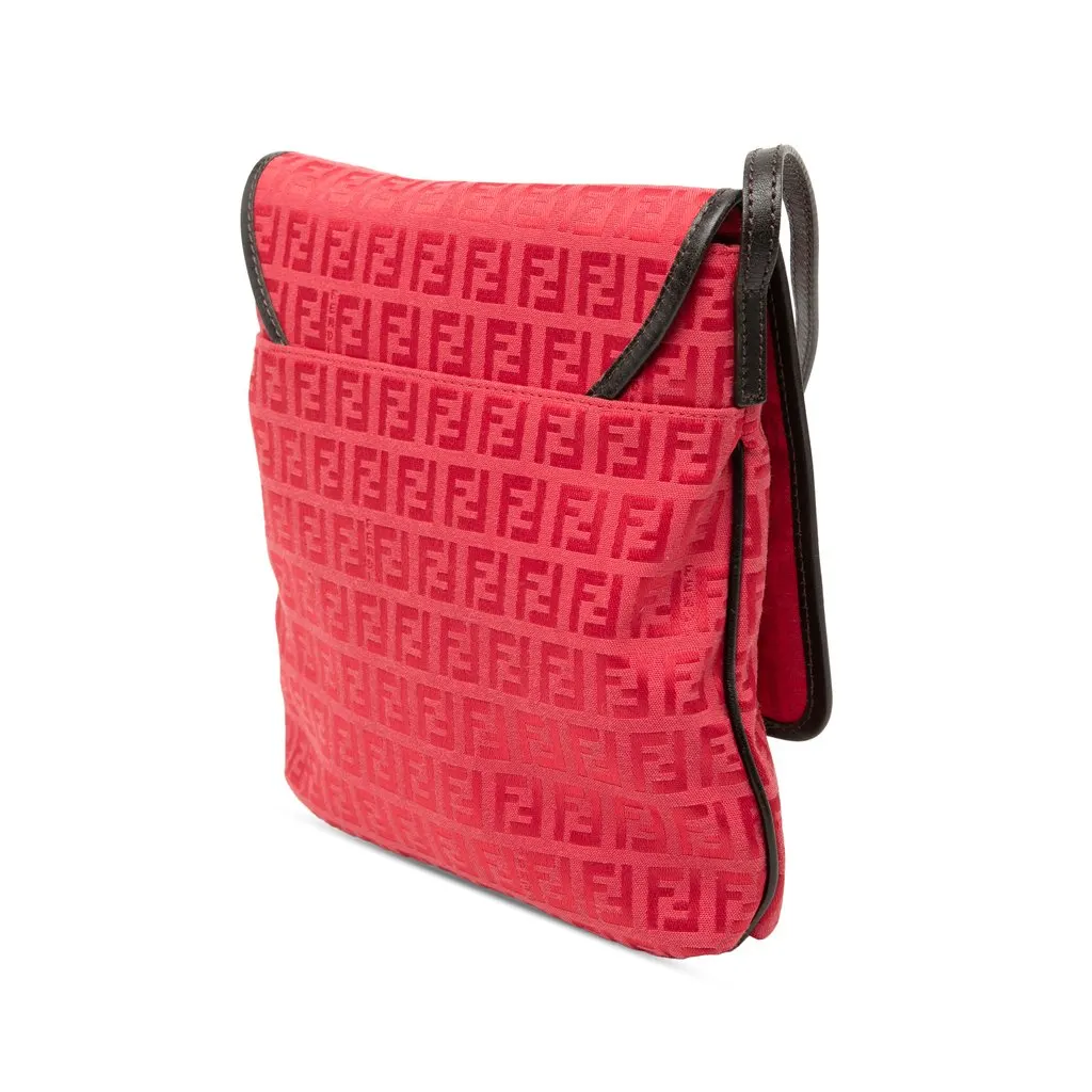Fendi Zucchino Canvas Crossbody Red Very good - Back View