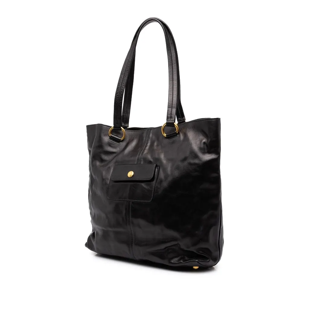 Prada Soft Calf Tote Black Leather Very good - Back View