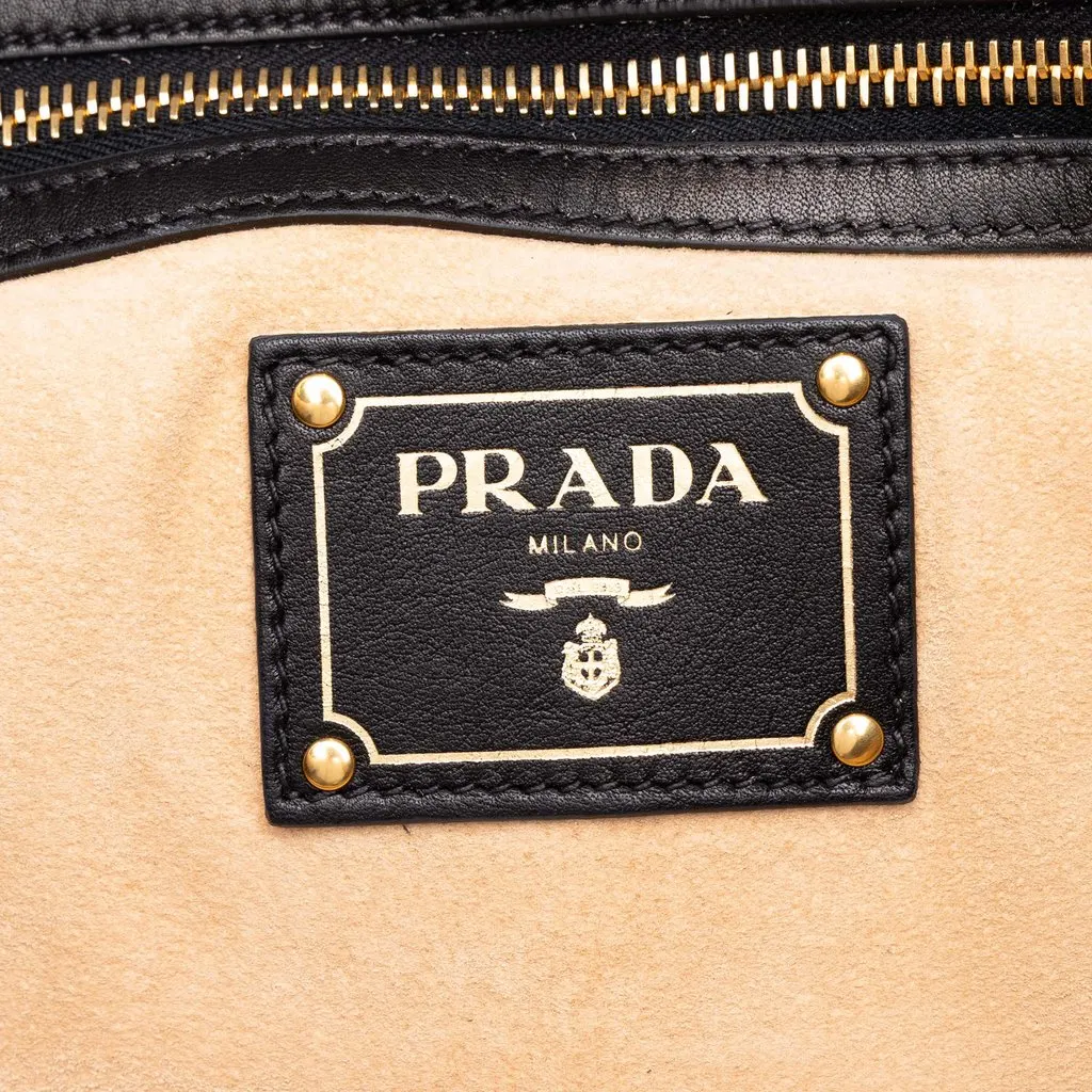 Prada Soft Calf Tote Black Leather Very good - Box View