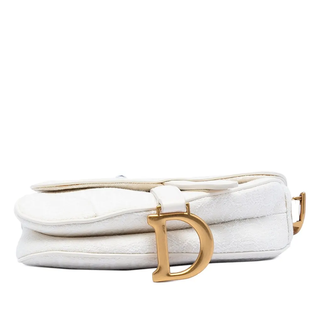 Dior Mini Oblique Embroidered Canvas Saddle Bag White Very good - Inside View