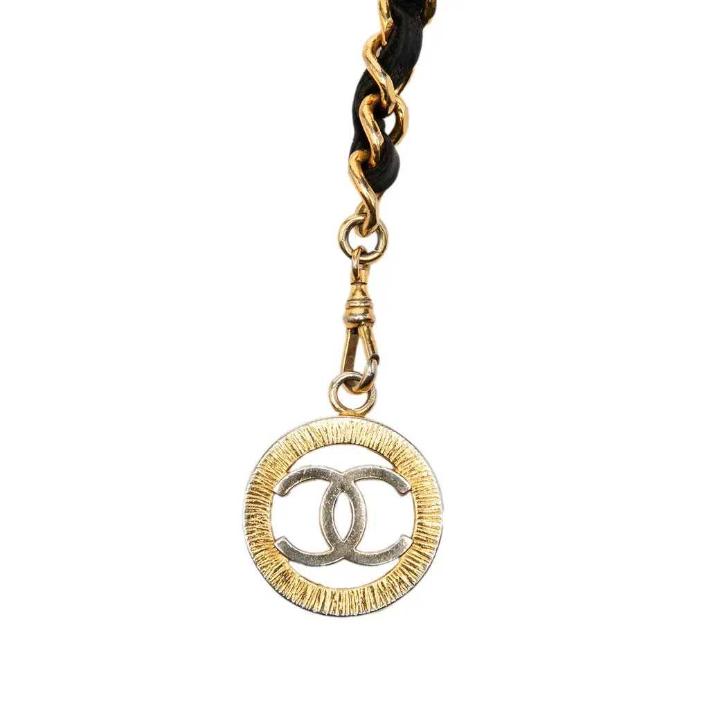 Chanel CC Gold Plated Leather Woven Medallion Triple Chain Belt Gold Metal Very good - Back View