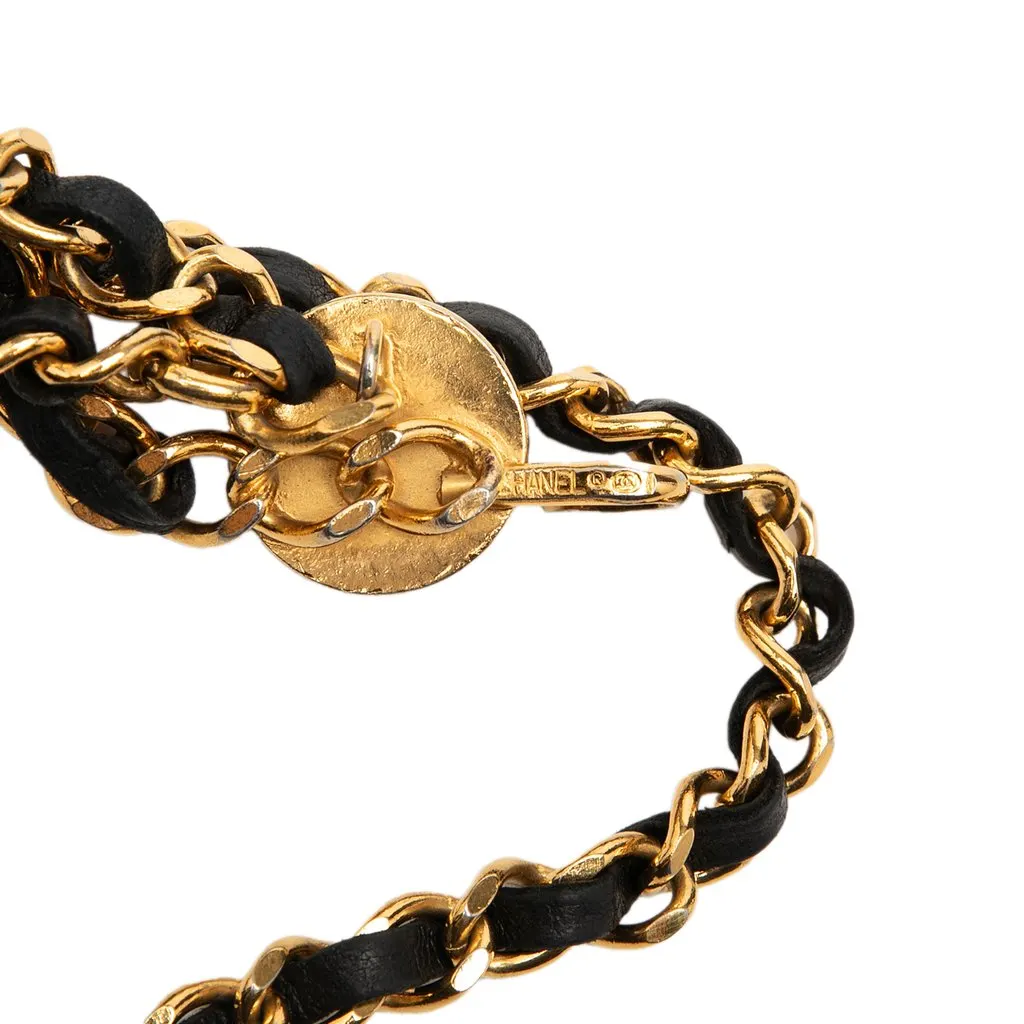 Chanel CC Gold Plated Leather Woven Medallion Triple Chain Belt Gold Metal Very good - Inside View