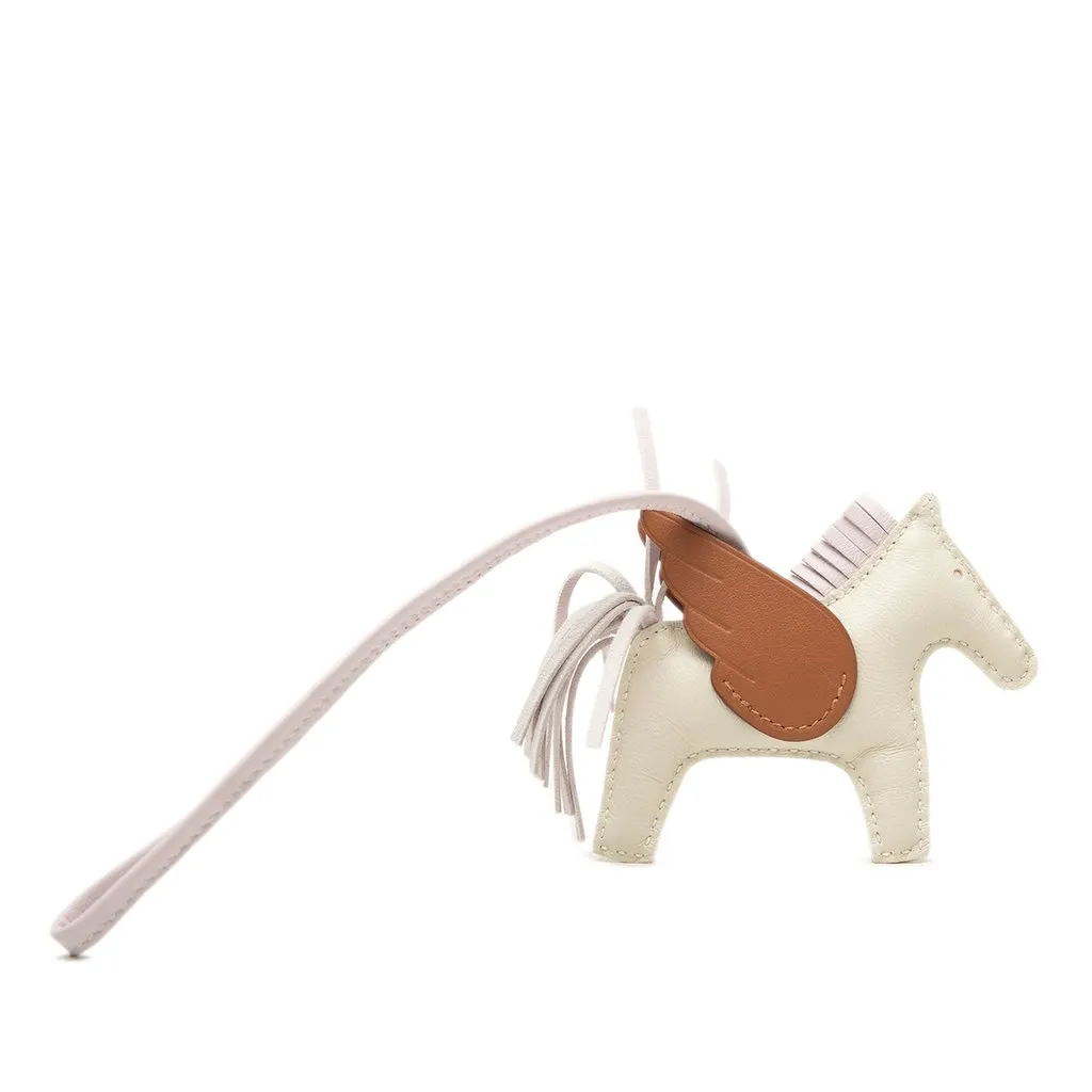 Hermès Milo Lambskin and Swift Grigri Rodeo Pegase Bag Charm PM White Leather Very good - Front View