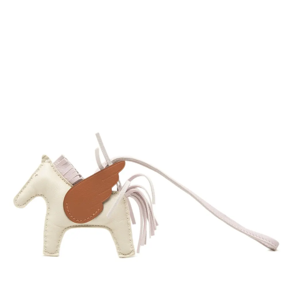 Hermès Milo Lambskin and Swift Grigri Rodeo Pegase Bag Charm PM White Leather Very good - Back View