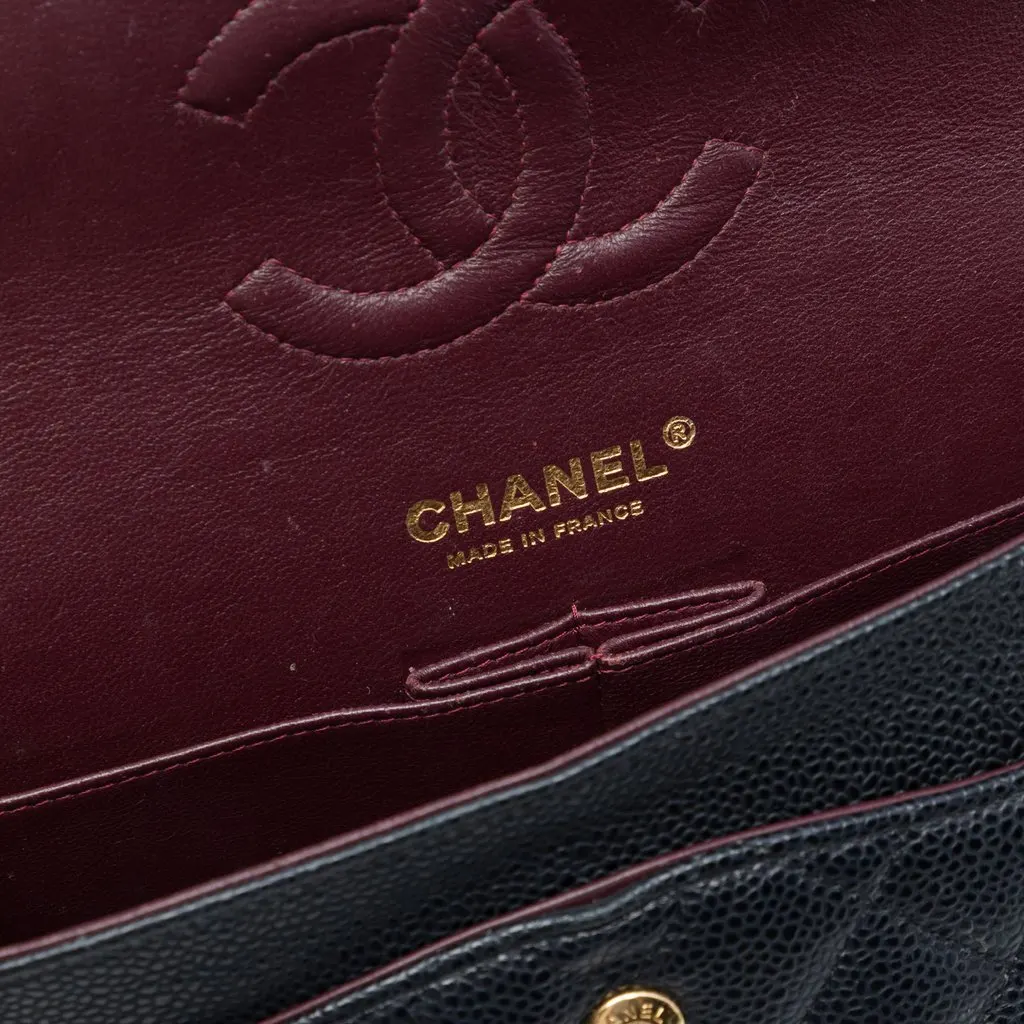 Chanel Medium Classic Caviar Double Flap Black Leather Very good - Box View
