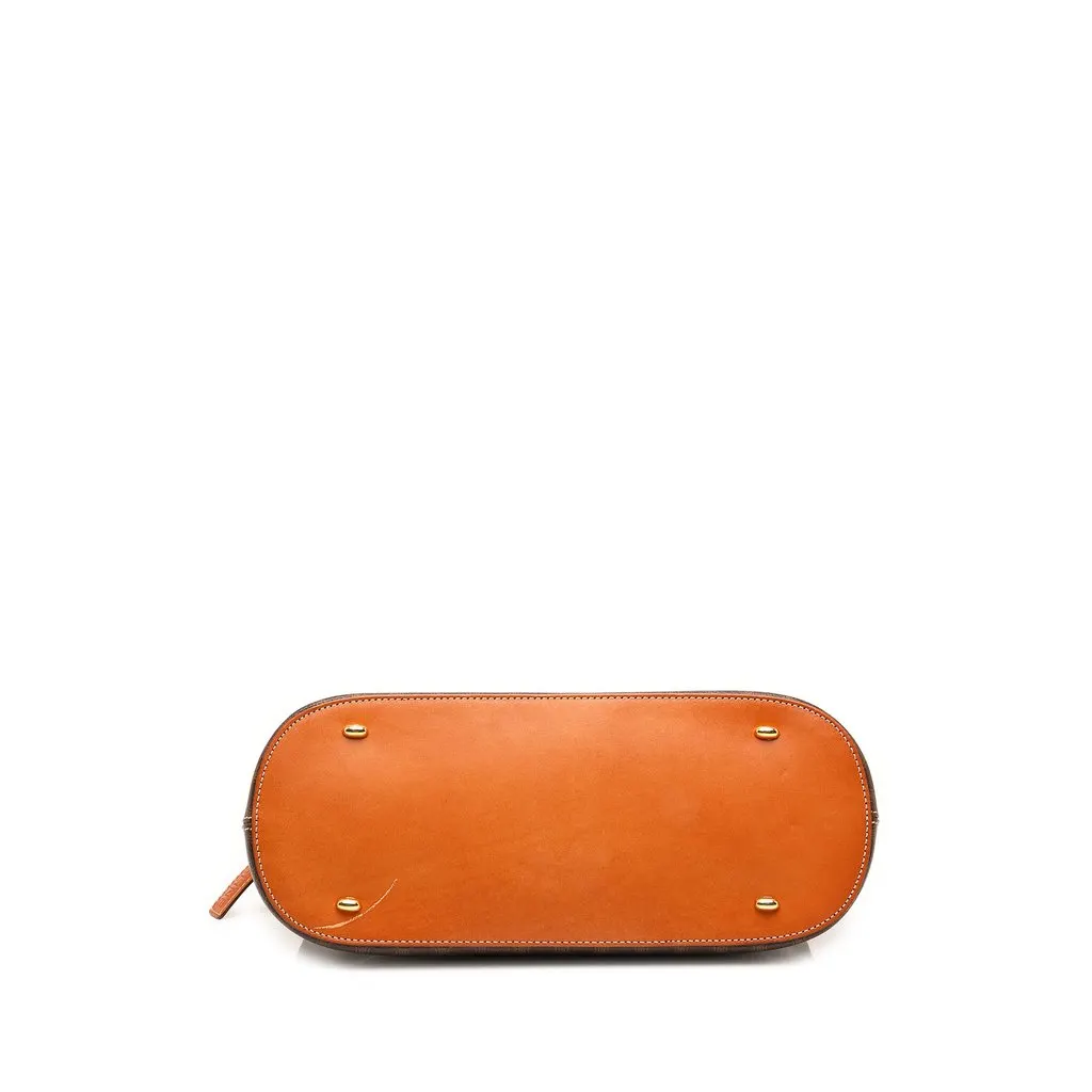 Celine Macadam Coated Canvas Dome Satchel Brown Canvas Good - Inside View