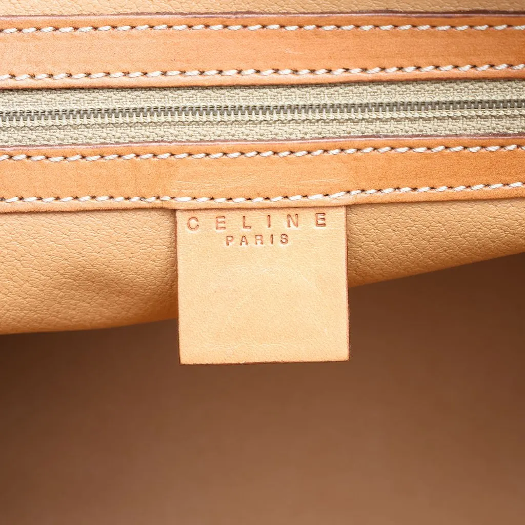 Celine Macadam Coated Canvas Dome Satchel Brown Canvas Good - Box View