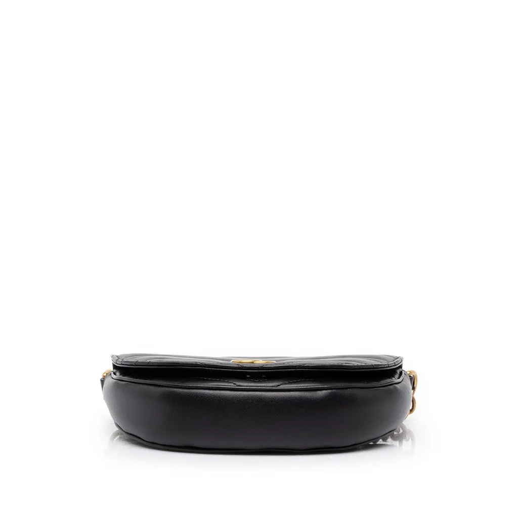 Gucci Mini GG Marmont Matelasse Calfskin Half Moon Flap Crossbody Black Leather Good - Inside View