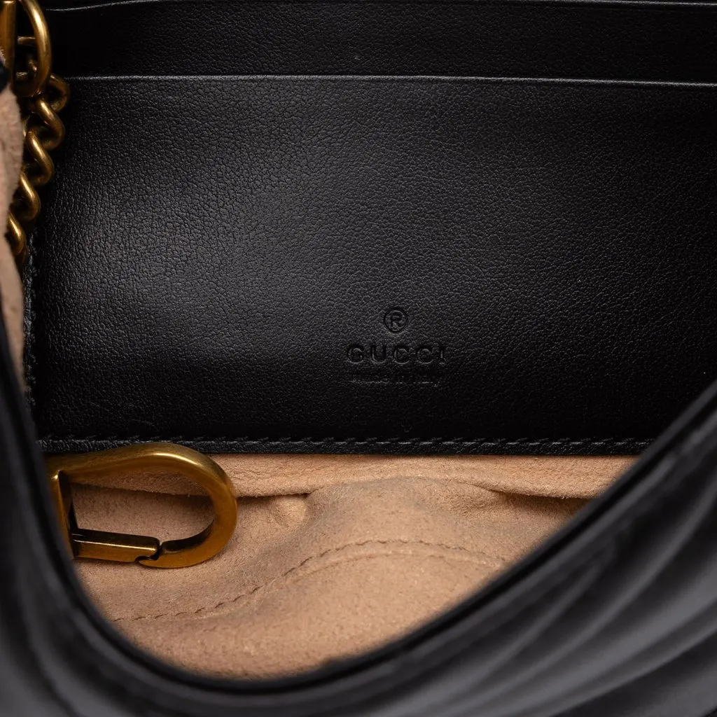 Gucci Mini GG Marmont Matelasse Calfskin Half Moon Flap Crossbody Black Leather Good - Box View