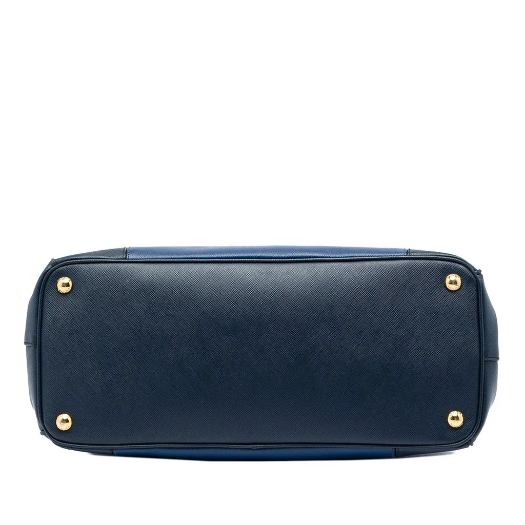 Prada Medium Bicolor Saffiano Lux Galleria Double Zip Satchel Blue Leather Good - Inside View