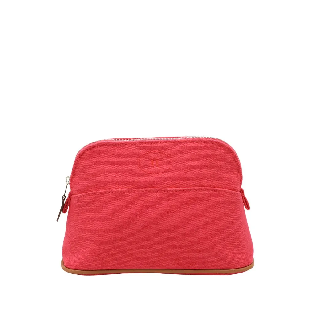 Hermès Toile Bolide Trousse De Voyage Pouch PM Pink Very good - Front View