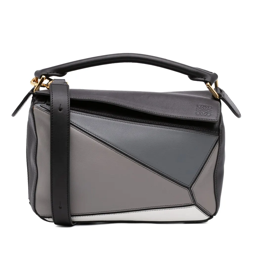 Loewe Medium Tricolor Calfskin Puzzle Satchel MultiColor Leather Good - Front View