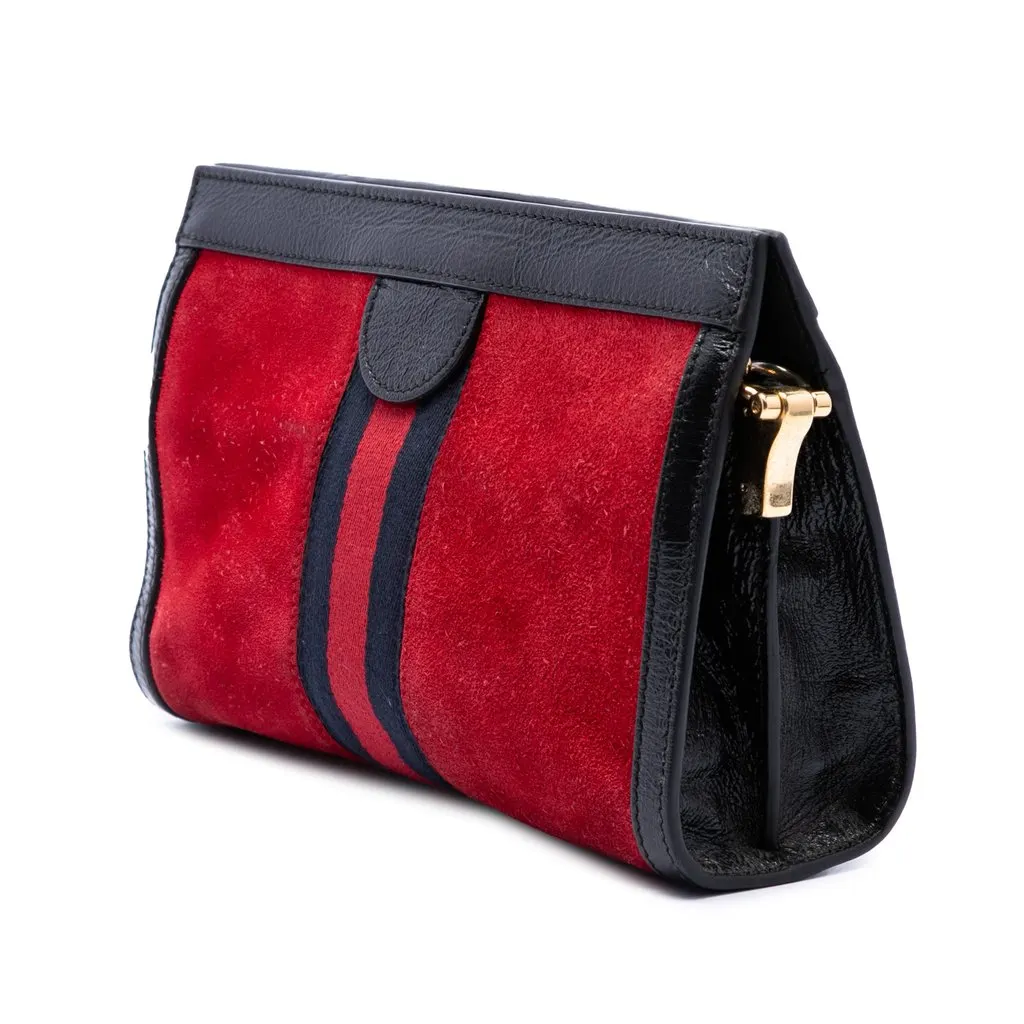 Gucci Small Suede Web Ophidia Chain Crossbody Red Suede Very good - Back View