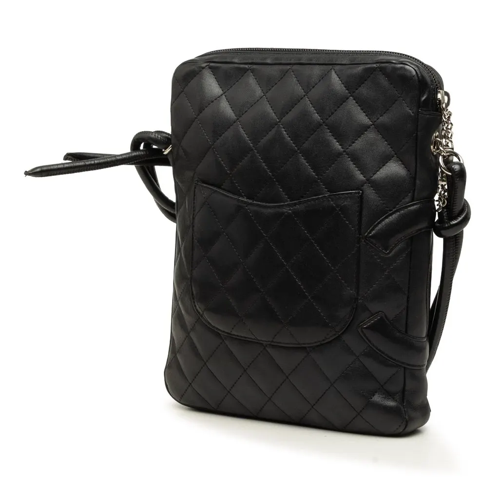 Chanel Quilted Lambskin Cambon Ligne Crossbody Black Leather Good - Back View