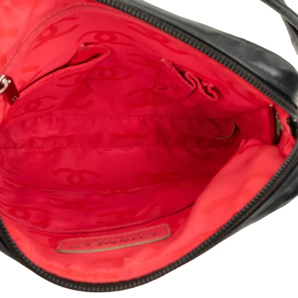 Chanel Quilted Lambskin Cambon Ligne Crossbody Black Leather Good - Model View