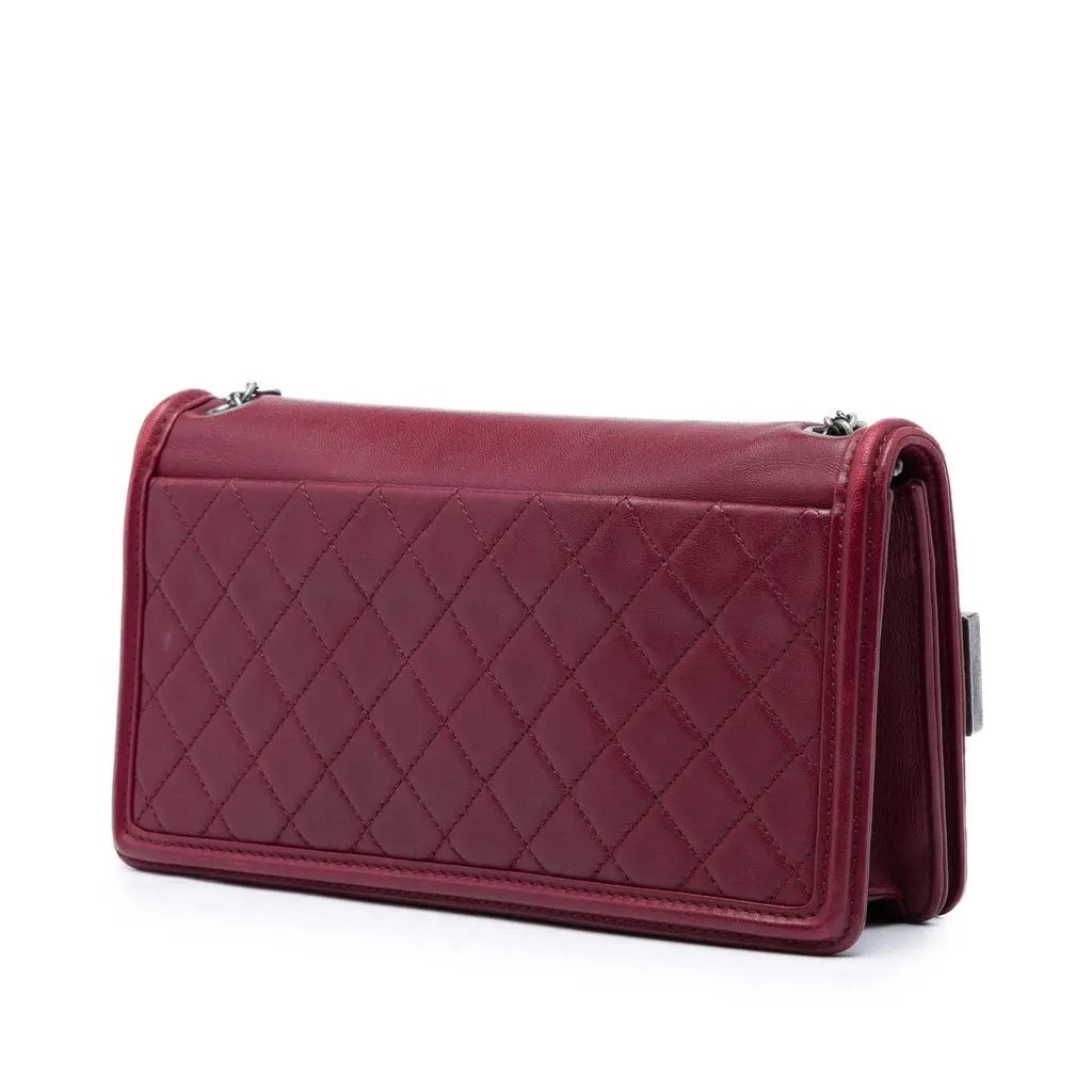 Chanel Lambskin and Acrylic Boy Brick Horizontal Flap Red Leather Good - Back View
