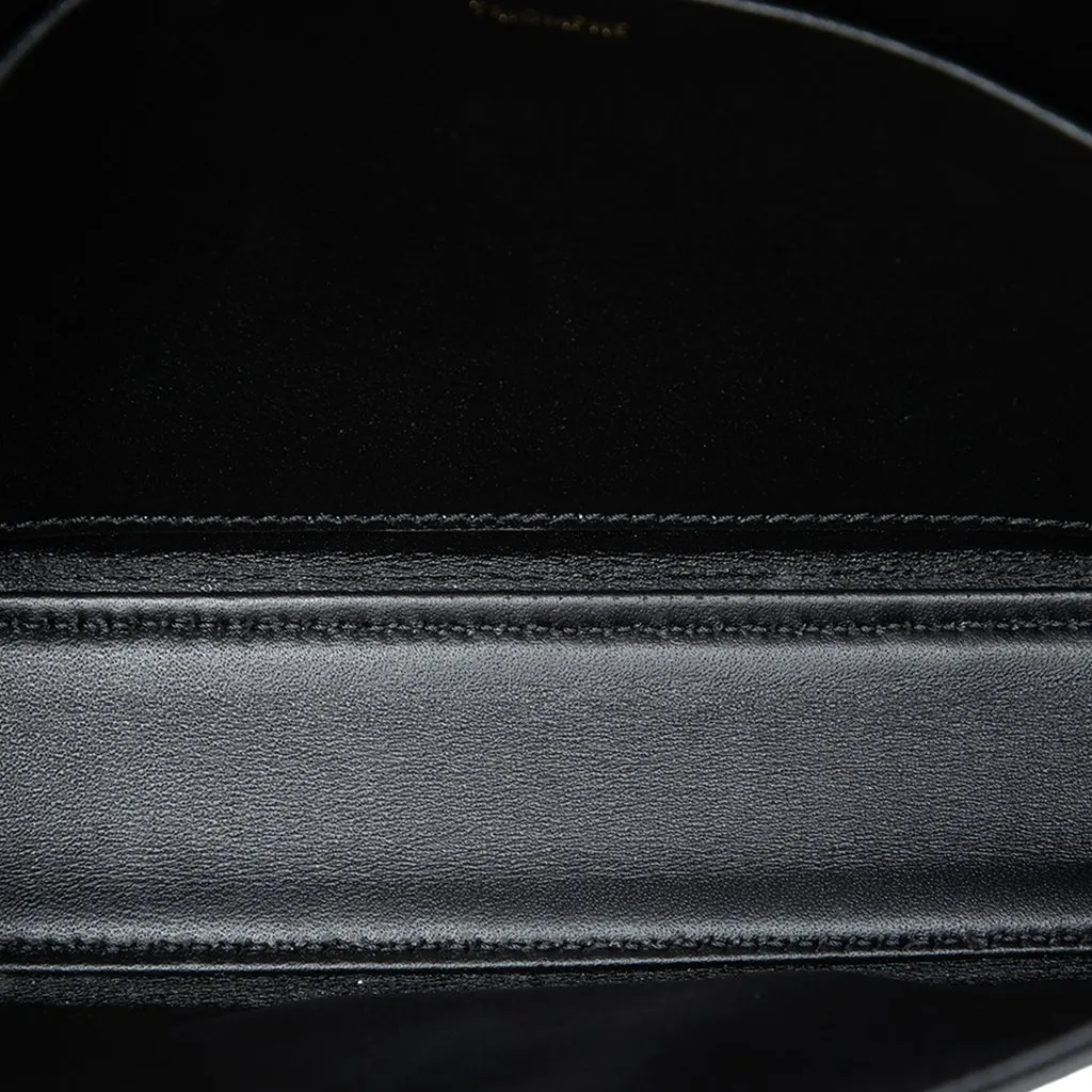 Celine Shiny Calfskin Triomphe Claude Shoulder Bag Black Leather Very good - Model View