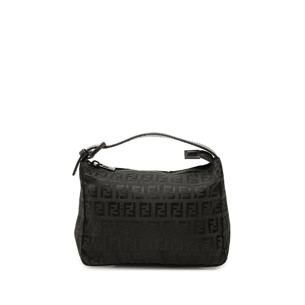 Fendi Zucchino Canvas Handbag Black Very good - Front View