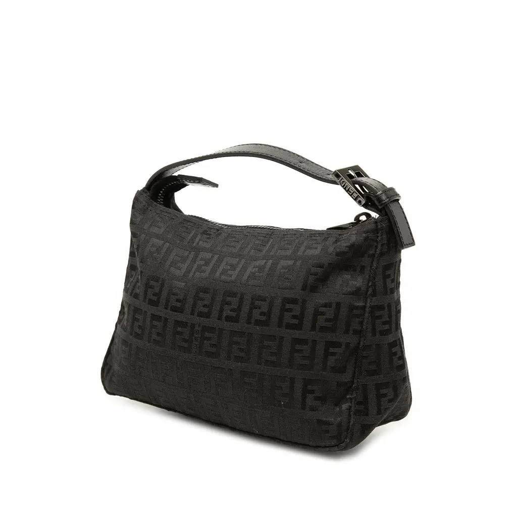 Fendi Zucchino Canvas Handbag Black Very good - Back View