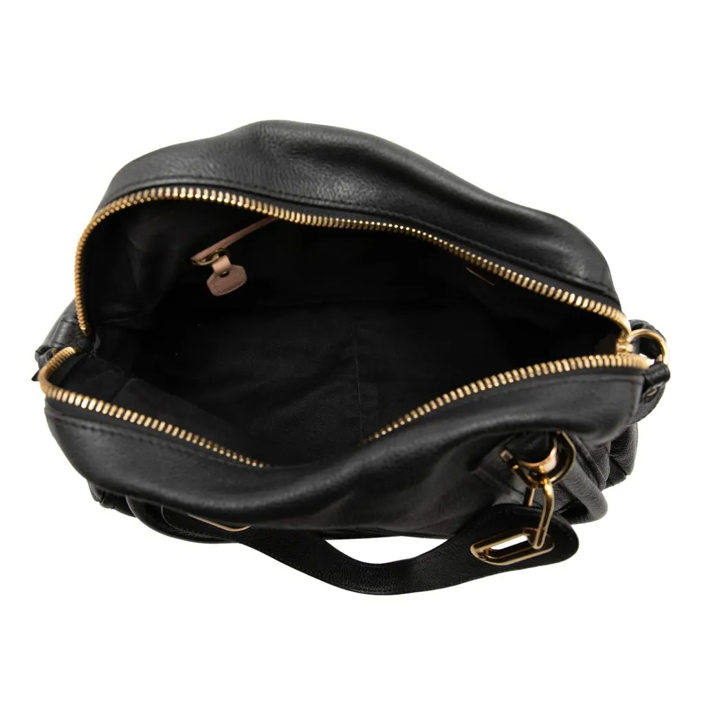 Chloé Medium Pebbled Leather Paraty Satchel Black Leather Good - Model View