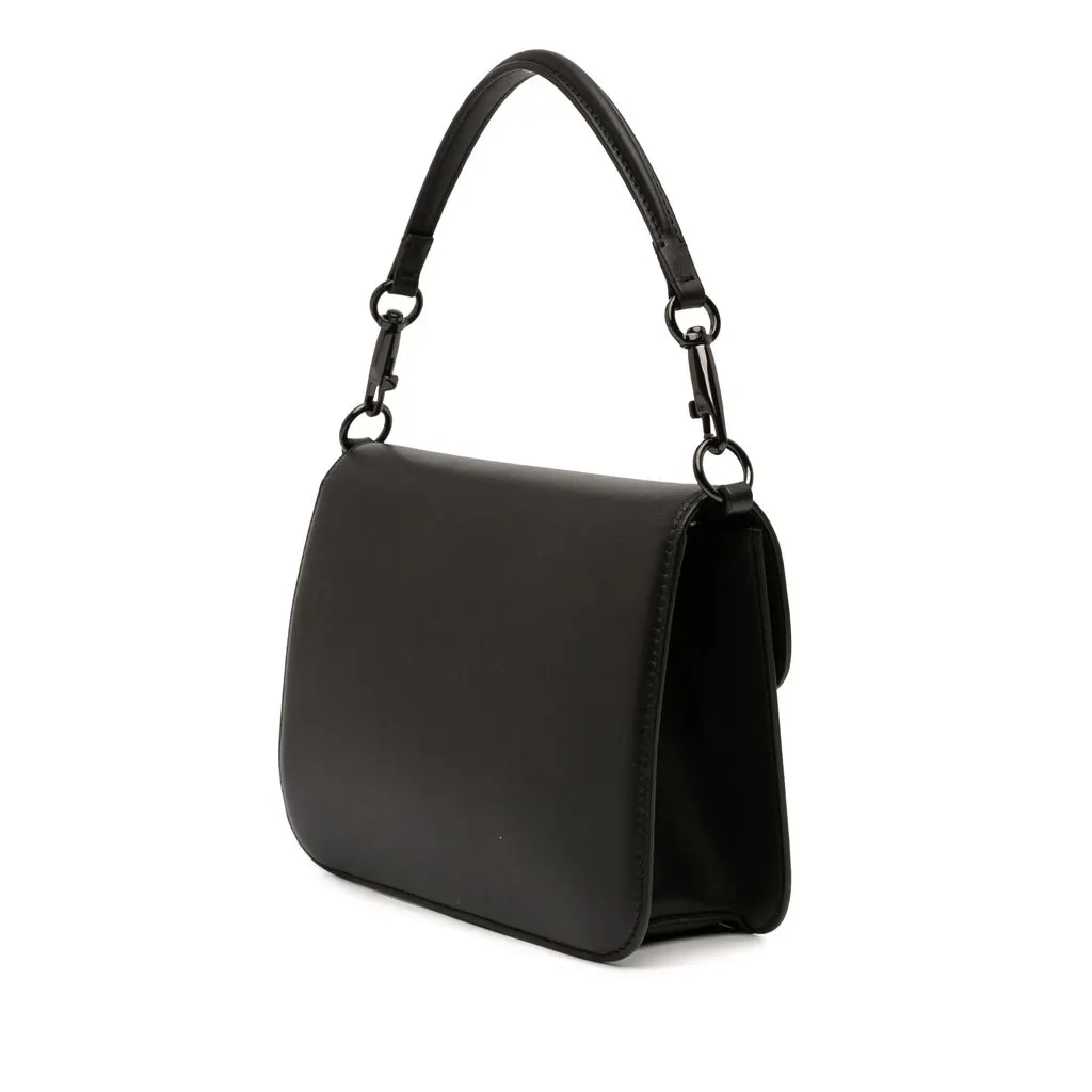 Valentino Calfskin Logo Flap Satchel Black Leather Very good - Back View