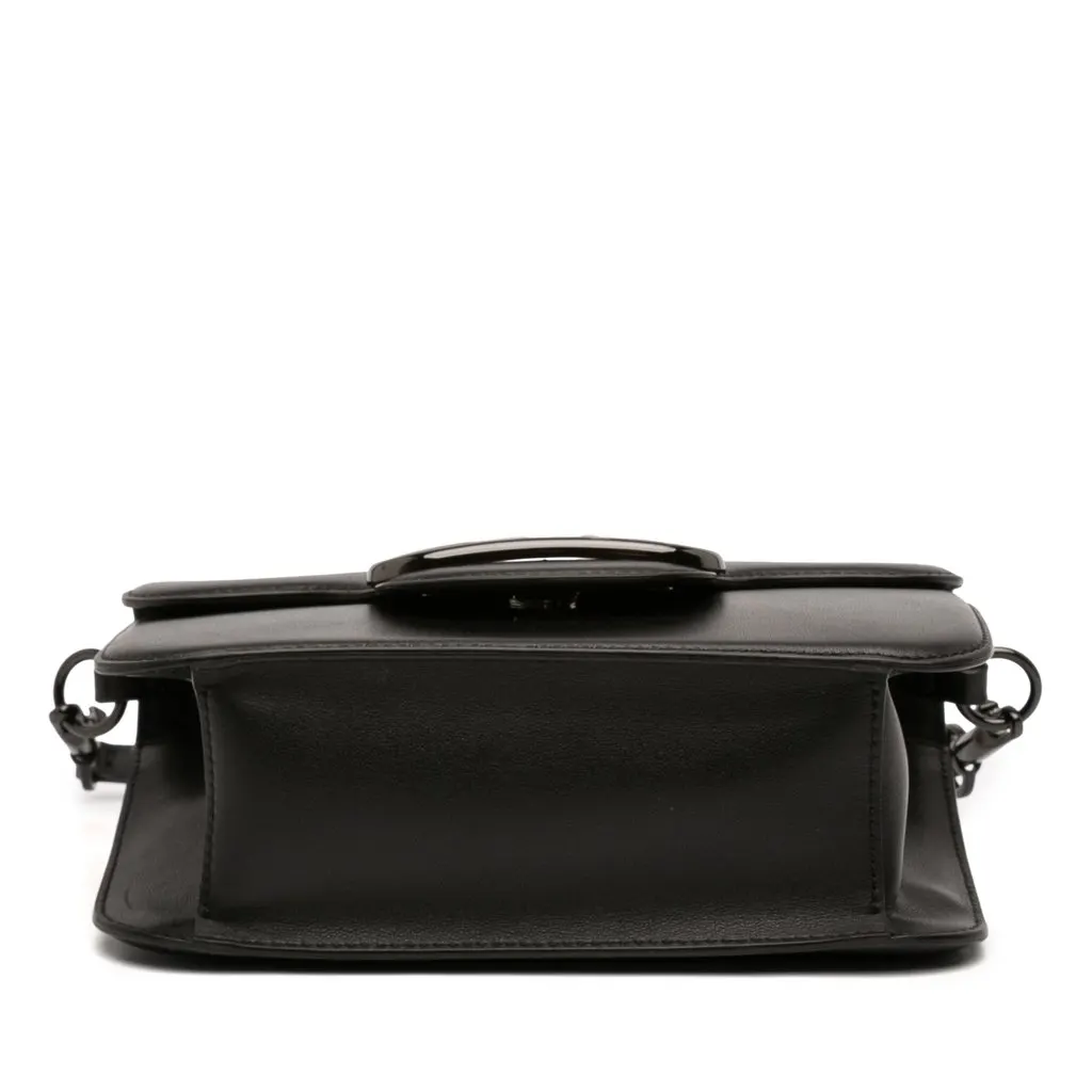 Valentino Calfskin Logo Flap Satchel Black Leather Very good - Inside View