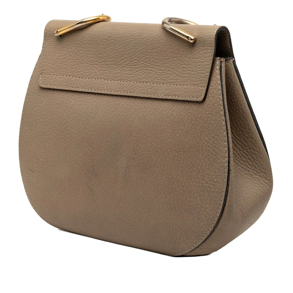 Chloé Small Grained Calfskin Drew Crossbody Brown Leather Very good - Back View