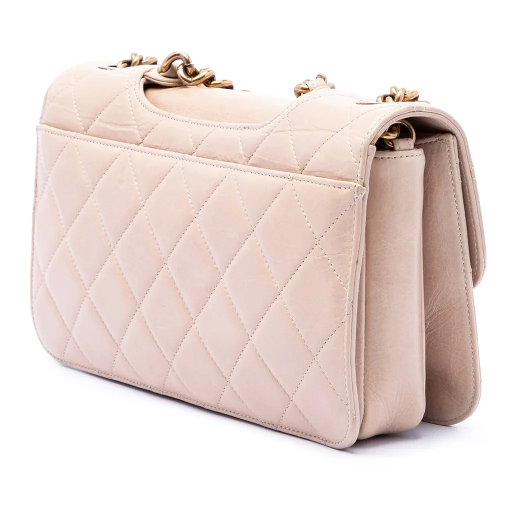 Chanel Medium Quilted Aged Calfskin Perfect Edge Flap Beige Leather Very good - Back View