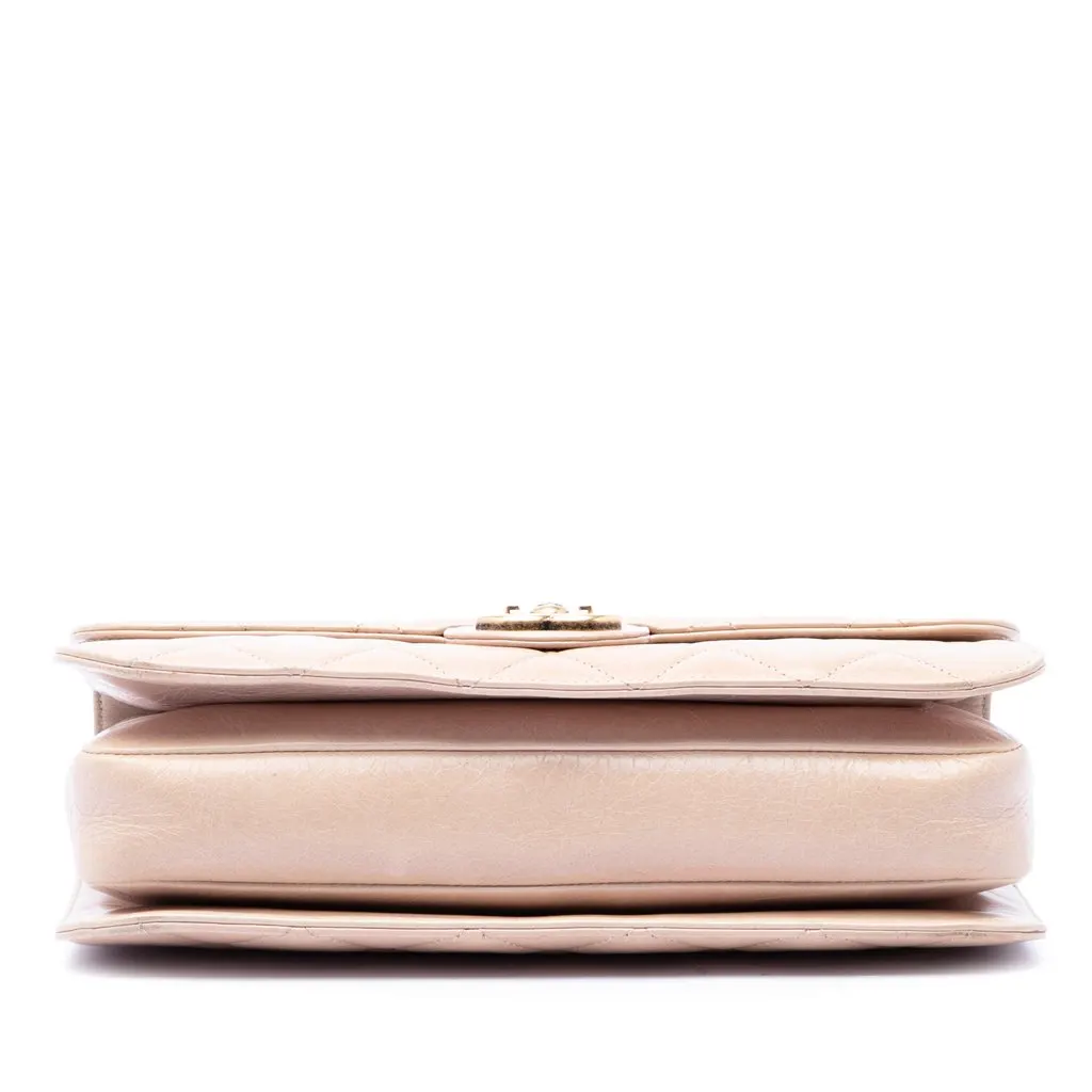 Chanel Medium Quilted Aged Calfskin Perfect Edge Flap Beige Leather Very good - Inside View
