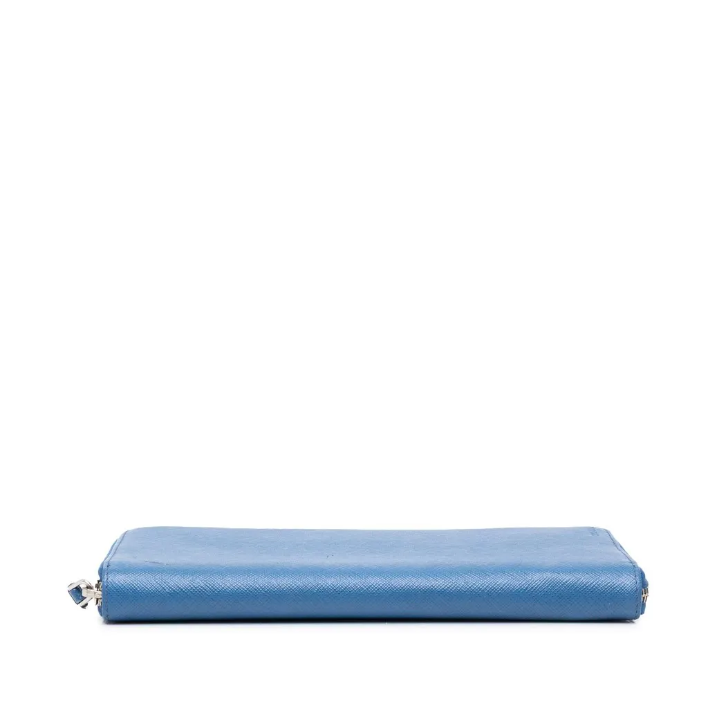 Prada Saffiano Zip Around Travel Organizer Wallet Blue Leather Very good - Inside View