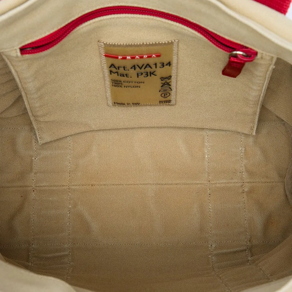 Prada Canvas Sport Tote Brown Very good - Model View