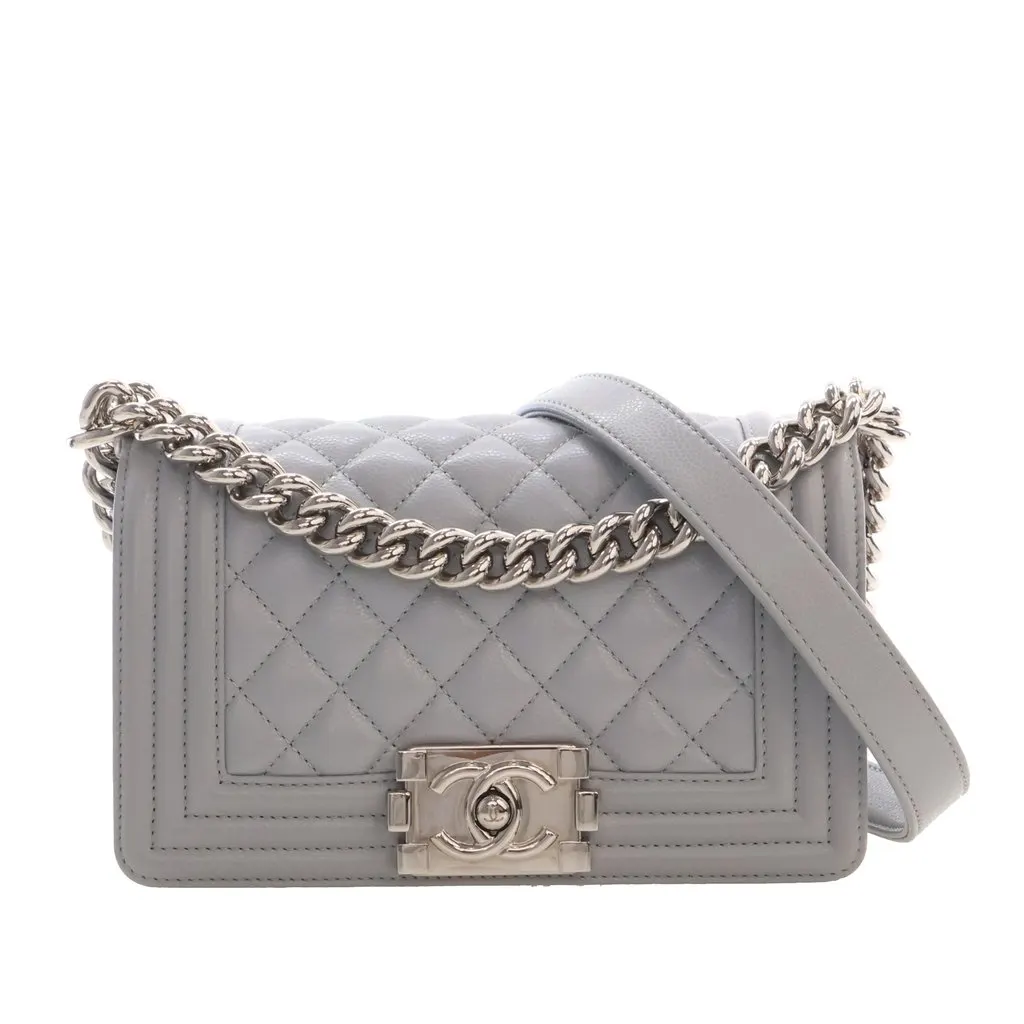 Chanel Small Quilted Caviar Boy Flap MultiColor Leather Very good - Front View