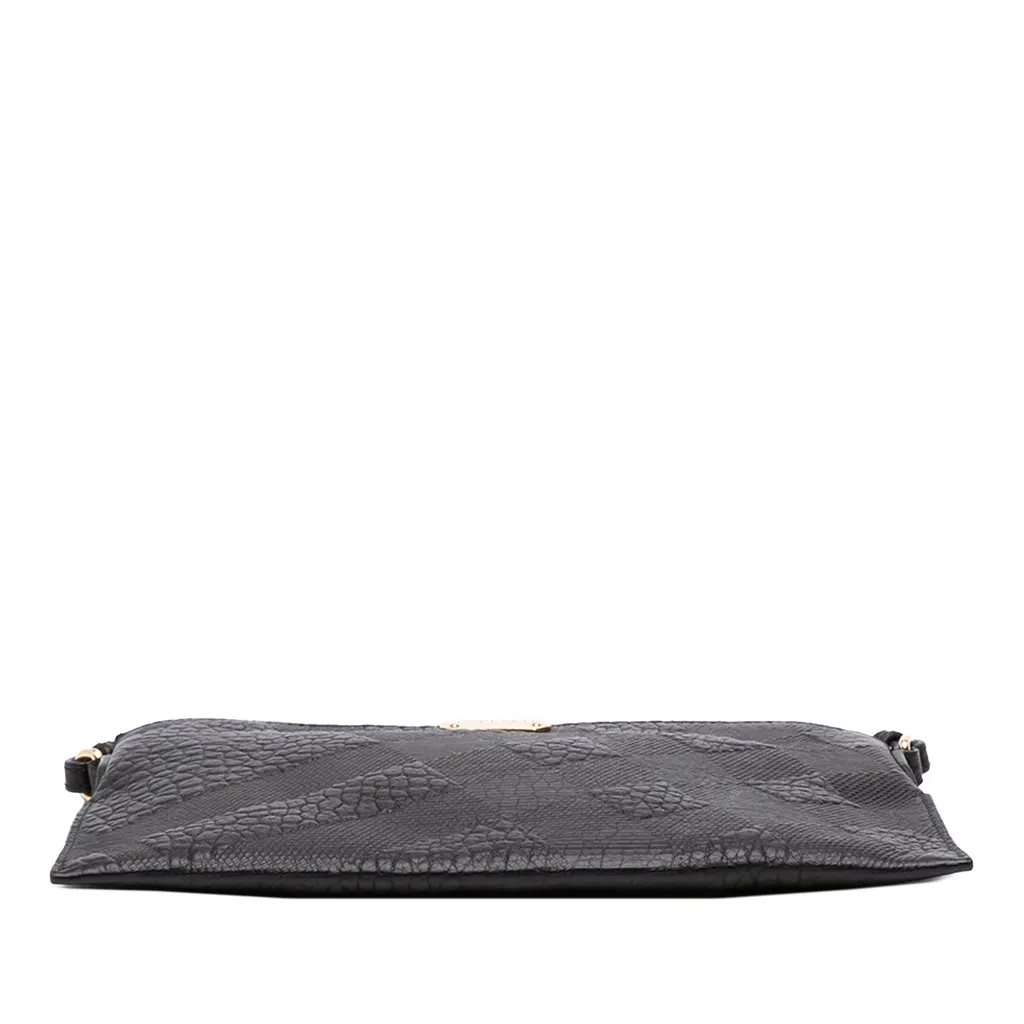 Burberry Small Grain Check Embossed Leather Chichester Crossbody Black Leather Good - Inside View