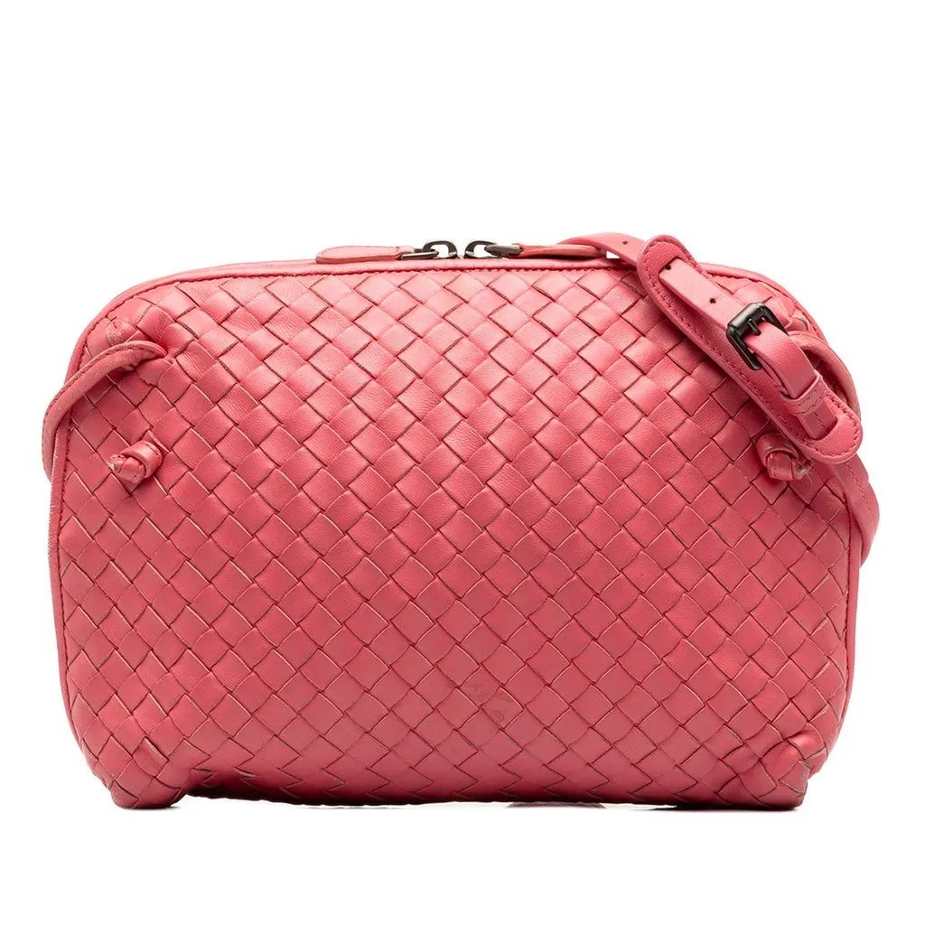 Bottega Veneta Nappa Intrecciato Nodini Crossbody Pink Leather Very good - Front View