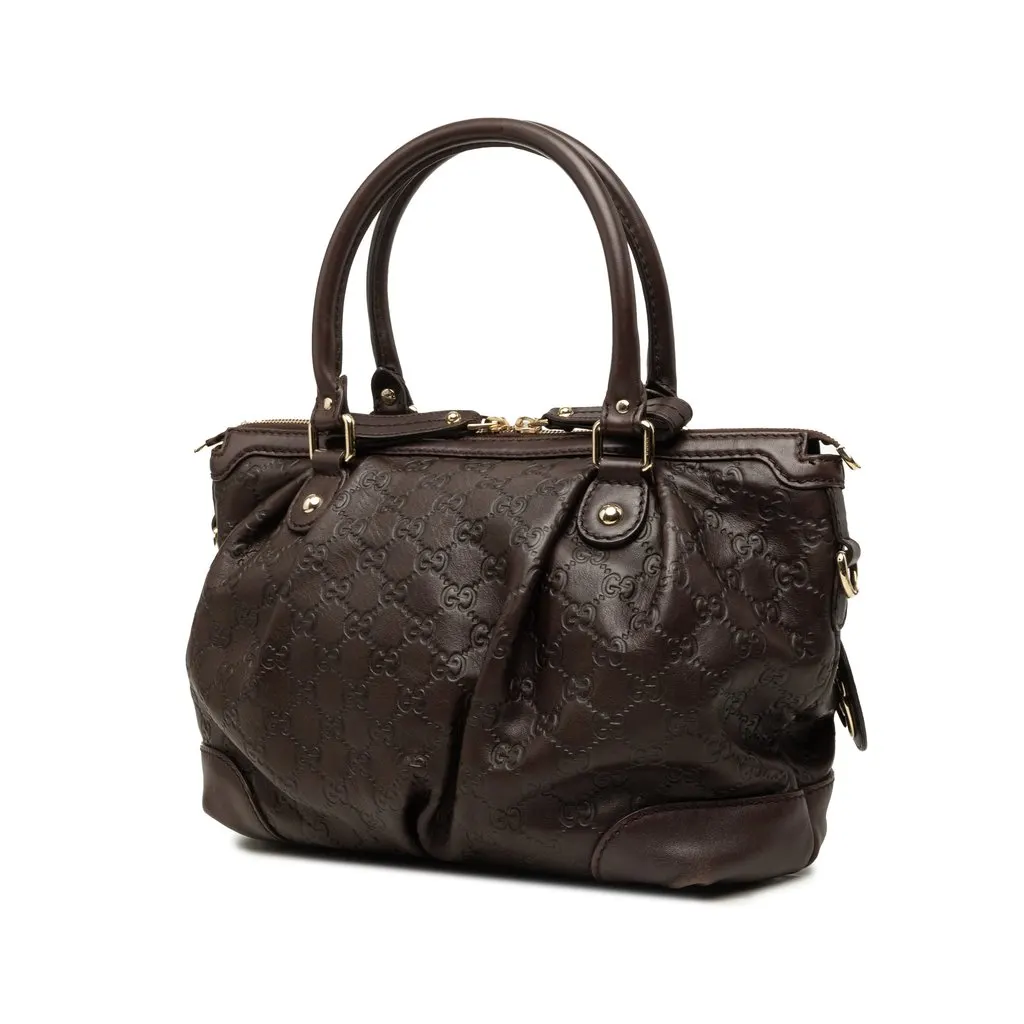 Gucci Guccissima Sukey Satchel Brown Leather Very good - Back View