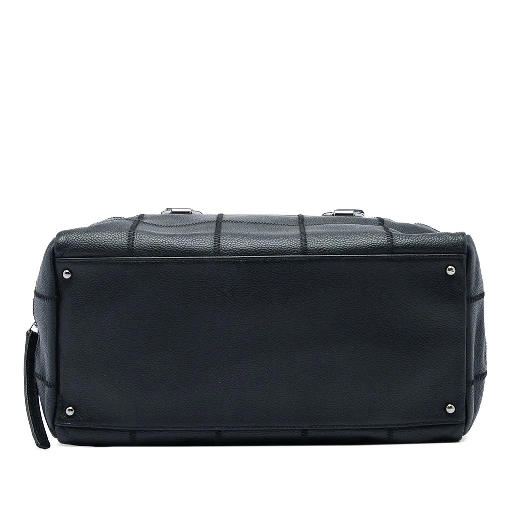 Chanel Chocolate Bar Caviar Shoulder Bag Black Leather Very good - Inside View
