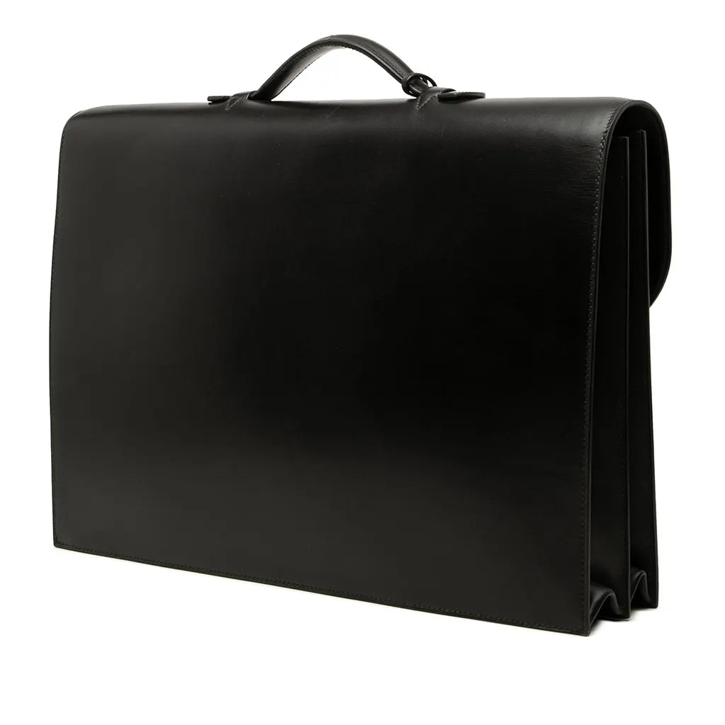 Hermès Box Calf Sac a Depeches 41 Black Leather Very good - Back View