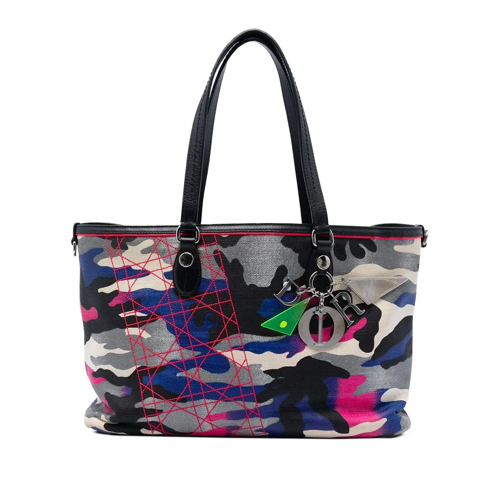 Dior Anselm Reyle Medium Canvas Camouflage Tote Black Very good - Front View