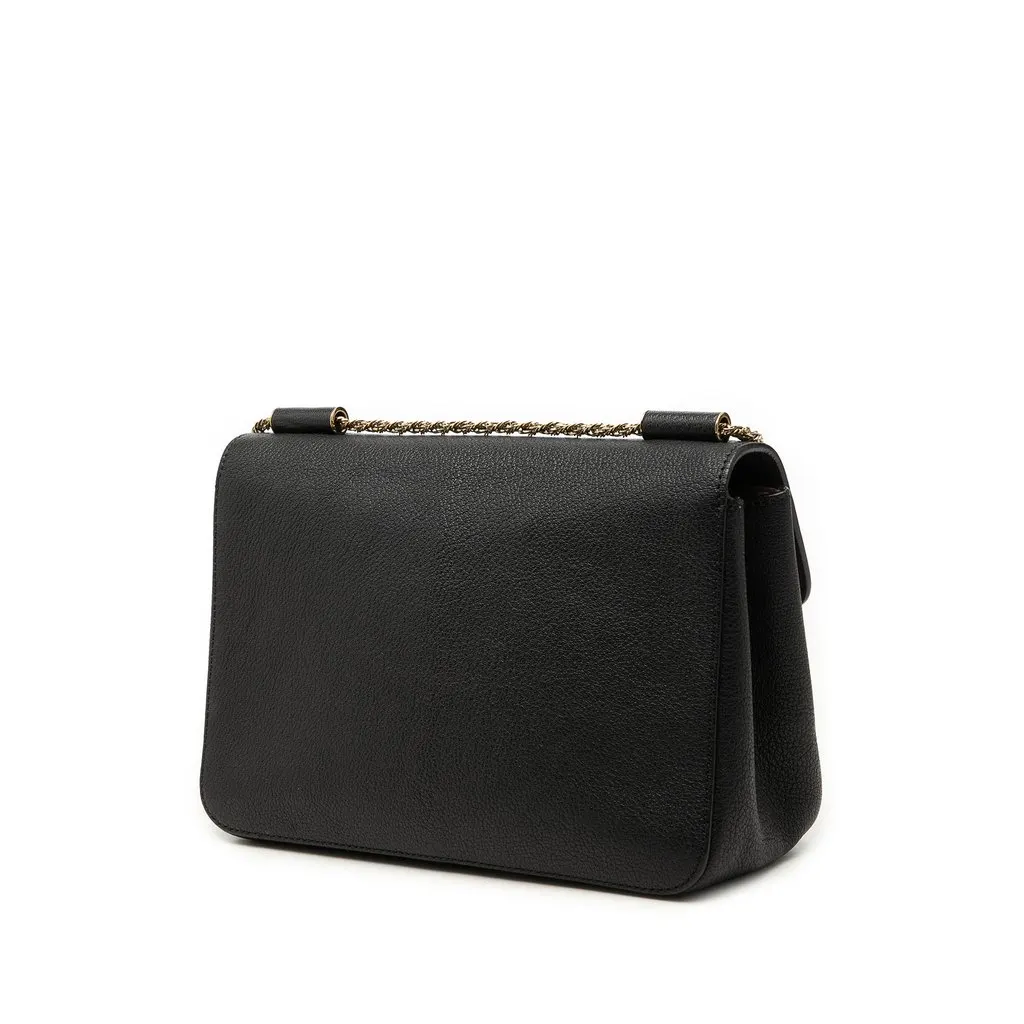 Chloé Medium Leather Elsie Crossbody Black Leather Good - Back View