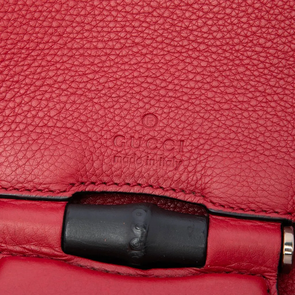 Gucci Medium Leather Bamboo Nouveau Fringe Crossbody Red Leather Very good - Box View